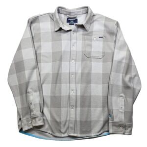 Chubbies‎ Plaid Flannel Shirt Jacket Mens XL Gray White Long Sleeve Button Up